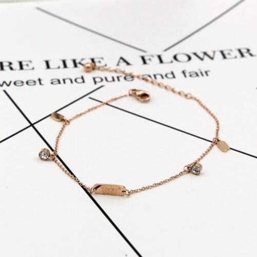 Classic Titanium steel Lucky Anklet Rose Gold color Anklets Bracelet Foot Jewelry Fashion Leg Chain for Women Summer Jewelry