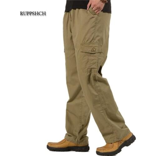 Cargo Pants Men Casual Multi-Pocket Military Plus Size Tactical Pants Men Plus Size Military Straight Leg Casual Pants Trousers