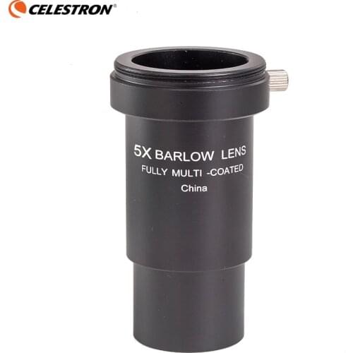 Celestron Universal Metal 1.25 Inches 5X Extender Telescope Double 5X Barlow Lens Black Color Barlow Mirror Black
