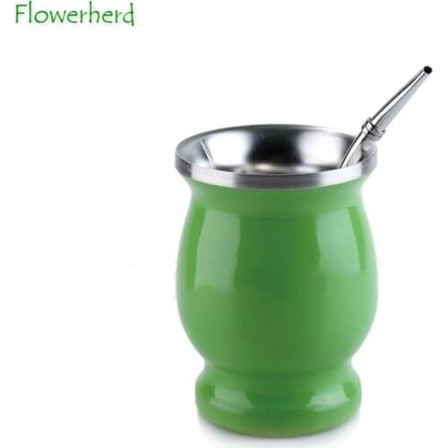 Yerba Mate Tea Cup Drinkware Teaware Insulated Cup Stainless Steel Straw Spoon Special Argentina Gourd Cup Mug