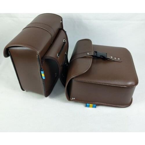 For Honda/Yamaha/Suzuki Pair Universal Motorcycle Saddle Bags Side Storage Luggage Bag Fork Tool Pouch Black Brown