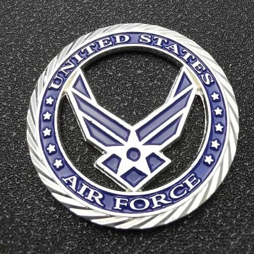 Army Fan Badge Series Air Force Logo Commemorative Coin USAF Colored Enamel Coin Hollow Medal Badge Collection Home Decoration