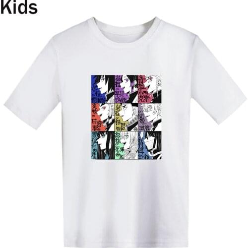 New Printed Demon Slayer Kids T-shirt Tops Summer Kimetsu no Yaiba Children Short Sleeve t shirt Casual Boys Girls White Tees