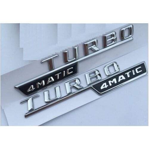 Chrome "TURBO 4MATIC " ABS Plastic Car Trunk Rear Letters Badge Emblem Decal Sticker for Mercedes Benz AMG
