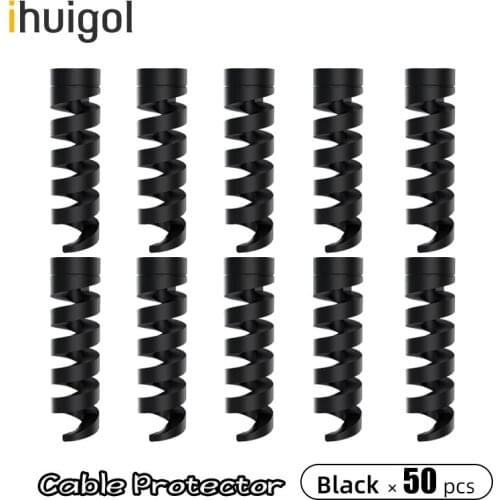 Ihuigol 50pcs Flexible Cable Protector Management For Phone Charging Cable Spiral Wire Protective Case Tidy Cord Protector Cover