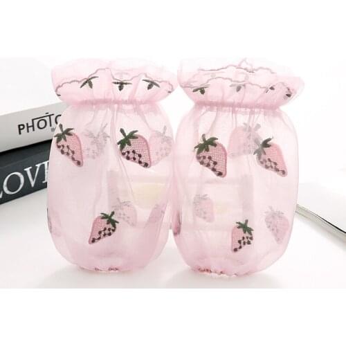 Korean fashion cute double lace short anti-fouling sleeve head female adult office home cleaning anti-dirty head