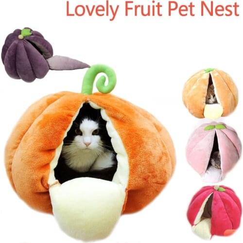 Cat Nest Bed Fruit Shape Lovely Kennel For Big Cat Big Capacity Super Soft Cotton Puppy Kitten Bed 5 Kinds Dog Cat Kennel M/L