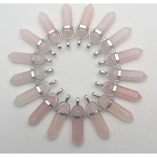 Fashion pendulum Roses Quart Natural stone crystal Necklace Pendant for making Jewelry charm accessories 36pc Free shipping