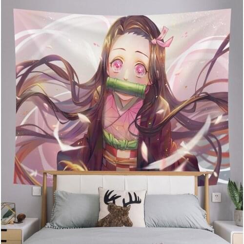 Cartoon anime tapestry Living room home decoration background hanging cloth Bedroom bedside wall decoration Fabric painting