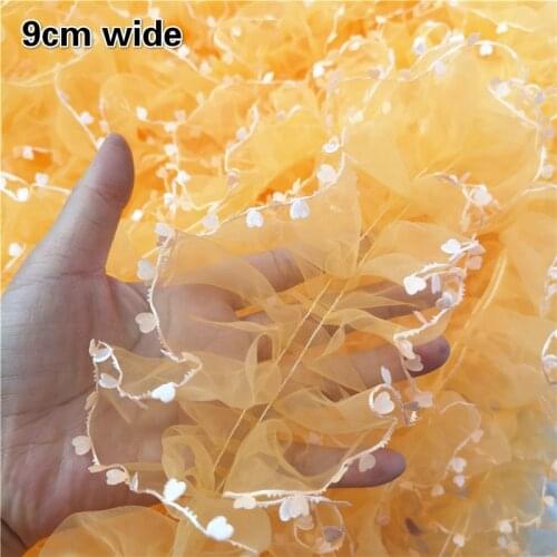 New Organza Center Pleated Ribbon Lace Fabric DIY Trend Clothes Skirt Fluffy Striped Doll Baby Cradle Clothing Decoration Renda