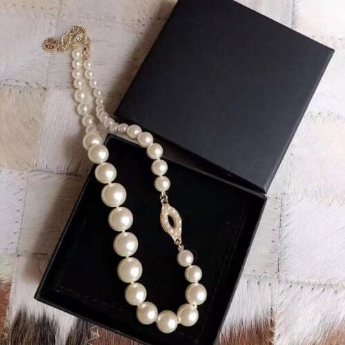 Top Quality Fashion Party Jewelry For Women Crystal Pearls Necklace Luxcy Party Necklace Vintage Chain Jewelry Neckalce