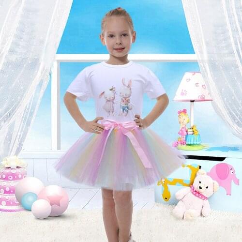 Pastel Rainbow Baby Girls Summer Skirt Kids Tutu Skirt for Birthday Toddler Girl Clothes Princess Tulle Skirts for Teen Girls