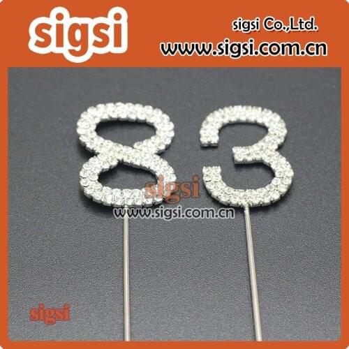 Manufactrer Wholesale Number Rhinestone Cake Topper For Decoration