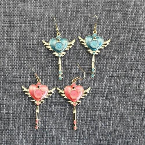 New fashion Japanese and Korean sweet girl earrings fairy tale cartoon anime love wings symmetrical earrings female