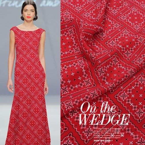 Geometric pattern digital printing crepe de chine silk fabric summer skin-friendly silk clothing diy top fabric