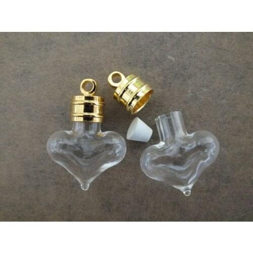 25x18mmLove type glass pendant symbol of good wish magic Handmade Art Necklace golden cap