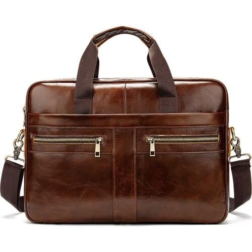 Messenger Bag Men Leather Business Briefcases Genuine Leather Laptop Office Bags Men Document Briefcases Portable Shoulder Bag