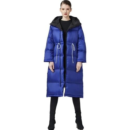 Slim and thickened over-knee length down jacket hooded 2020 New ARRIVAL winter warm wear down coat hooded for women 2020716