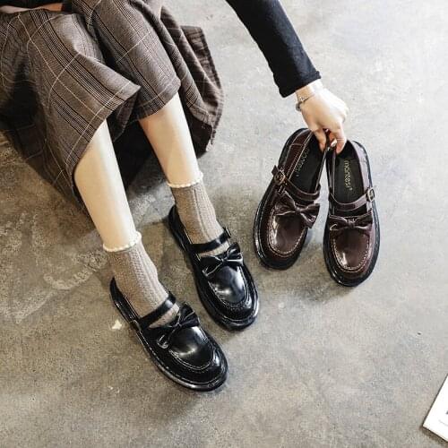 Bow lolita shoes 2021 spring models Mary Jane shoes womens Japanese retro platform patent leather shoes Lolita Shoes Women