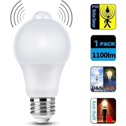 WiFi Smart Light Bulb 8W 9W 10W 12W E27 A60 Motion Sensor PIR Dusk to Dawn LED Night Bulb Lamp For Home Hallway Lighting 220V