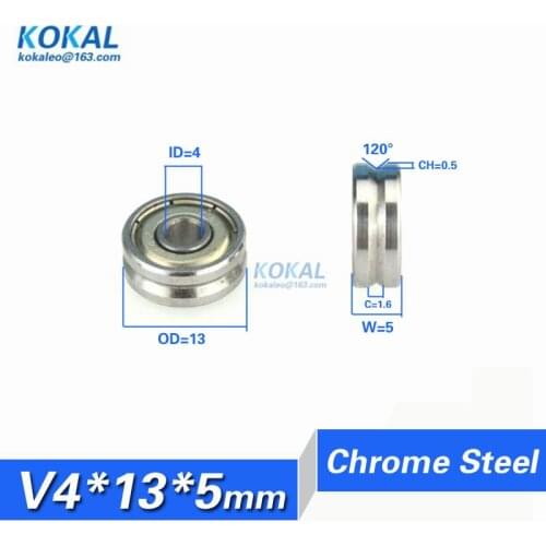 [V0413-5]10PCS high quality metal chrome steel ball bearing V type groove Guide track wheel roller pulley 624VV 0413V 4*13*5mm