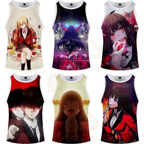 Japan Anime Kakegurui - Compulsive Gambler 3d Print Men and Women Tank Tops Casual Tee Sleeveless Unisex Vest