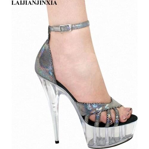 New Women 15cm High-Heeled Shoes Straps Platform Shoes Night club Dancing Shoes High Heels Sandals Dance Shoes