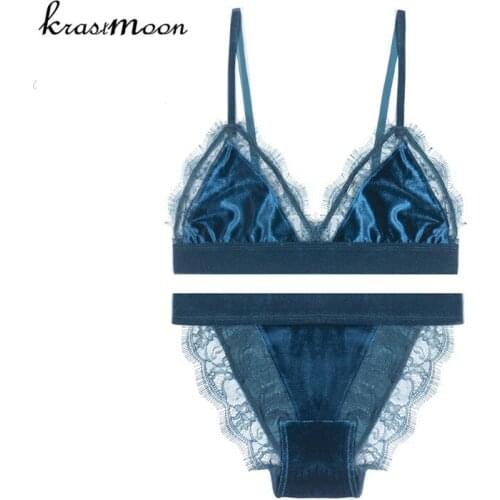 2018 Winter Fashion Velvet Eyelash Sexy Thin Cup Transparent Lace Bra Set Women Wire Free Comfortable Bras
