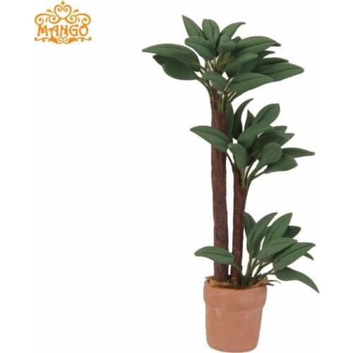 1/12 Dollhouse Miniature Potted Brazilwood Tree Plant W/ Pot