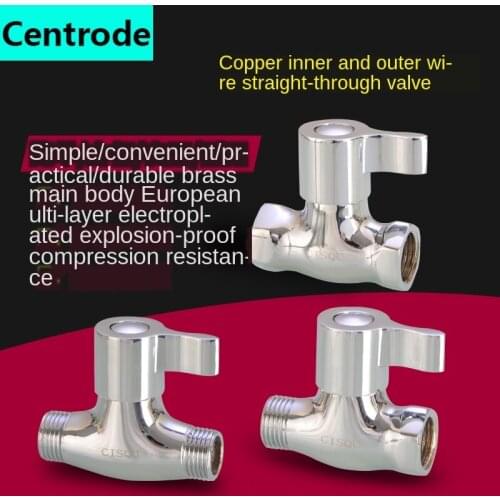 1/2IN Thread inner and outer wire straight valve brass angle valve open valve DN15 water pipe valve switch