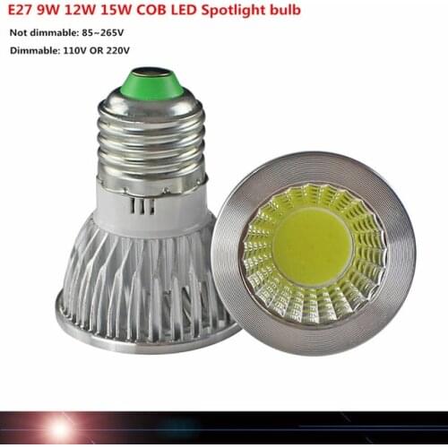 1PCS Ultra Bright dimmable 9w 12W 15W 85~265V E27 LED Bulbs Spotlight COB E27 led Lamp CE RoHS Warm Cool White