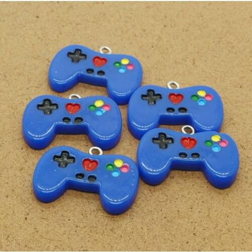10pcs Blue Game Console Handle Resin Charms Funny Earrings Necklace Keychain Pendants Accessory Diy For Jewelry Make