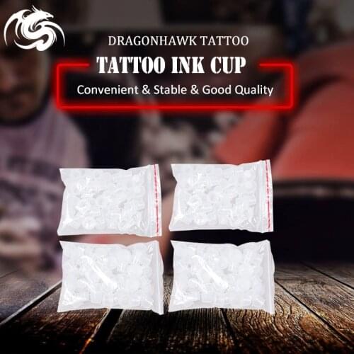 200Pcs Tattoo Supplie Plastic Ink Cups Pigment Cup White Medium Small for Needle Tip Grip