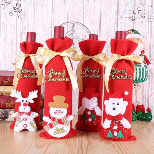 2019 Merry Christmas Decorations For Home Decor Wine Bottle Cover Snowman Santa Claus Elk Xmas Ornament Gift 2020 Happy New Year
