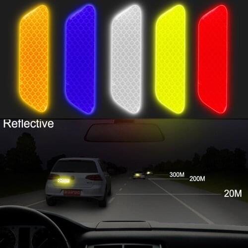 4 Pieces/set Car Door Wheel Eyebrow Sticker Decal Safety Mark Reflective Strips Car-styling Car Reflective Stickers Warning Tape