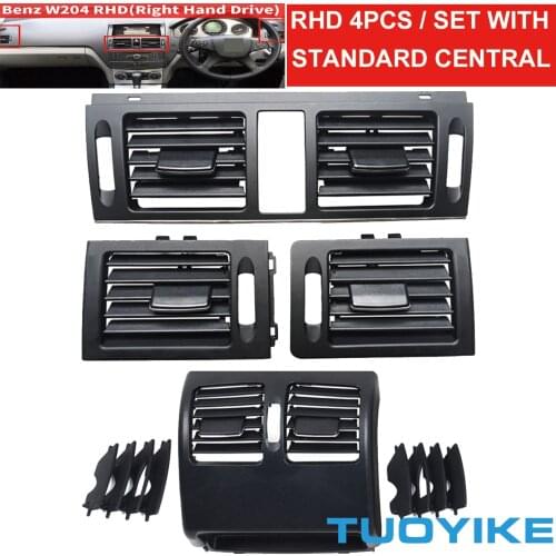 4pcs/set RHD W204 Front Console Rear AC Air Conditioner Vent Grille Panel Trim For Benz C-Class C180 C200 C220 C260 C300 08-2010