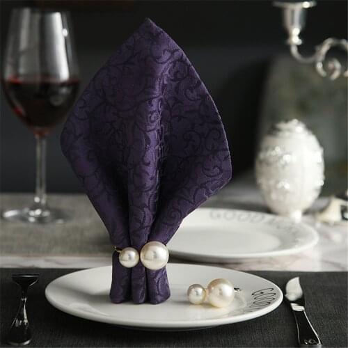 4PCS/Metal inlaid imitation pearl U-shaped gold and silver napkin ring table top decoration for party reception hotel