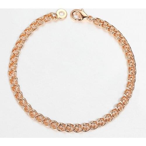 5mm Snail Wheat Link Chain Bracelets on hand for Women Girl 585 Rose Gold Bracelets Femme Couple Fashion Jewelry 20cm CB59