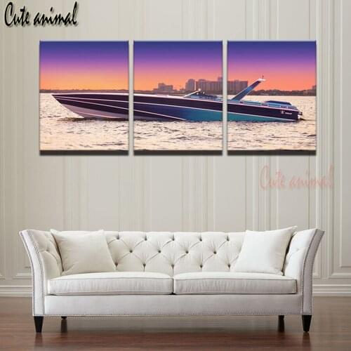 Full drilling diy Diamond Embroidery 3 Pcs Beach Boat Landscape Diamond Painting New Arrival Square Diamond Mosaic Cross Stitch