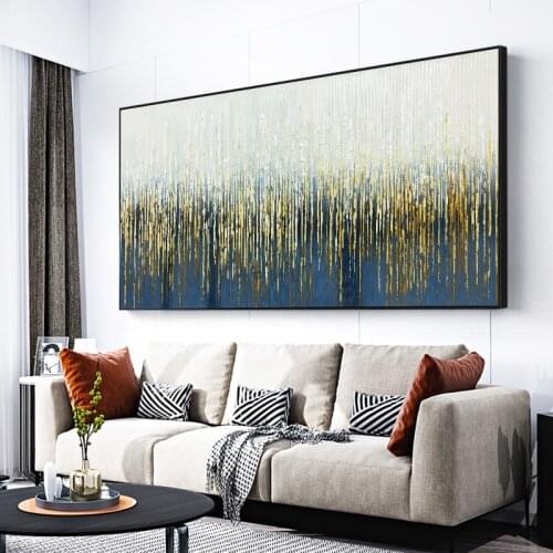 Pure hand-painted Oil Painting Decorative Painting The Living Room Sofa Backdrop Mural Extravagant Light Horizontal Version Of T