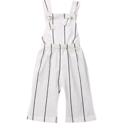 Summer Toddler Kids Baby Girl Sleeveless Backless Striped Flared Pant Romper Jumpsuit One Pieces Outfits Summer Clothes