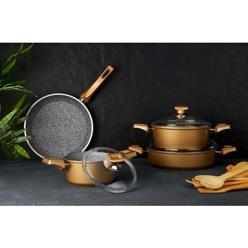 Fortress Etna Multi Granite Gold 7 Piece Cookware Set