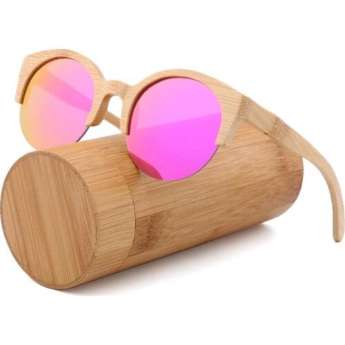 Handmade Round Fashion Sunglasses for Women And Men Bamboo Wood Glasses Travel beach sunglasses Occhiali da sole donna