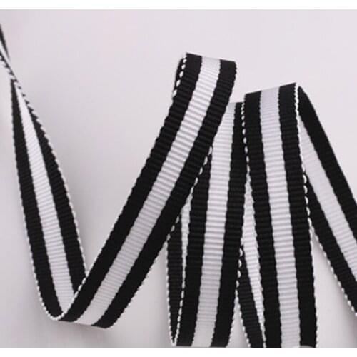 30m Black and White Stripe grosgrain ribbon 10mm printed gift wrap ribbon decoration ribbons Handmade Diy Hair accessories Ruban
