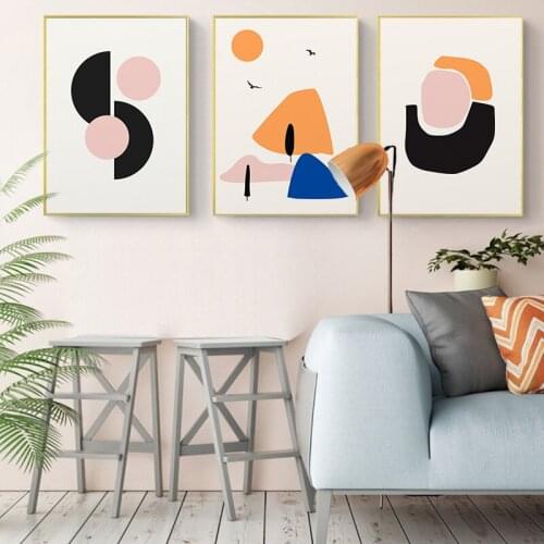 Minimalist Modern Abstract Geometric Landscape Canvas Painting Wall Art Pictures Posters and Prints for Living Room Home Decor