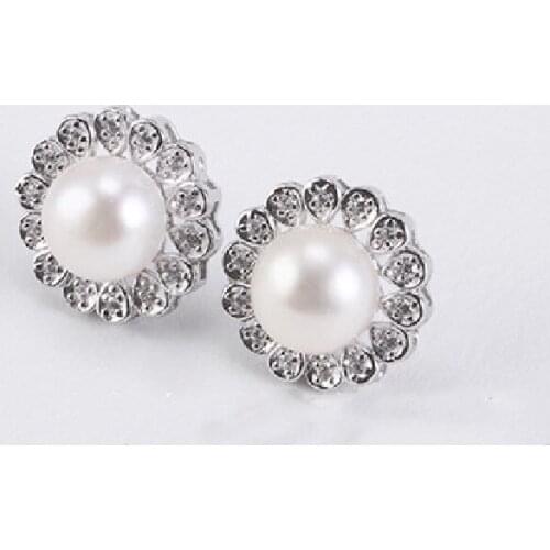Fashion New Pearl Stud Earrings S925 Sterling Silver Micro-Set Zircon Earrings Ear Jewelry Gift Jewelry