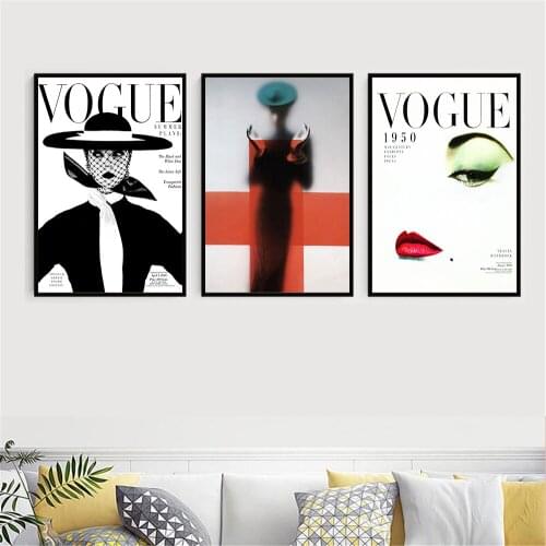 Fashion Art Black and White Magazine Of Beautiful Models Poster Canvas Decorative Painting For Bedroom Wall Picture