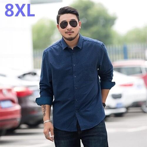 Youth plus size 8XL 7XL 6XL 5XL Men Long Sleeve Shirt New Mens Casual Fat fat Plaid Shirt Male Shirt Big smart casual