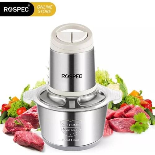 ROSPEC 300W Powerful Food Chopper Stainless Steel Meat Grinder 2L Food Processor Electric Multi-Functional Chopper Slicer Mincer