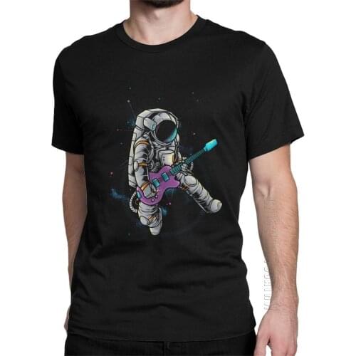 Men T-Shirt Spacebeat Rocker Pure Cotton Tees Short Sleeve Stars Galaxy T Shirt Sci Spacesuit Spaceman Astronaut Tops Graphic